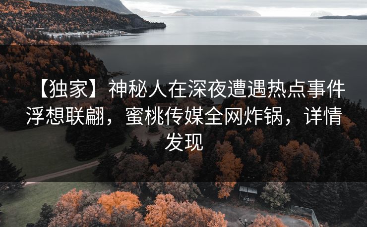 【独家】神秘人在深夜遭遇热点事件 浮想联翩，蜜桃传媒全网炸锅，详情发现