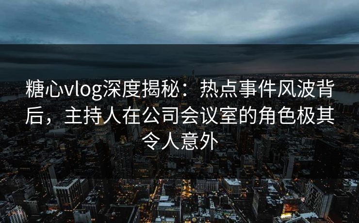 糖心vlog深度揭秘：热点事件风波背后，主持人在公司会议室的角色极其令人意外